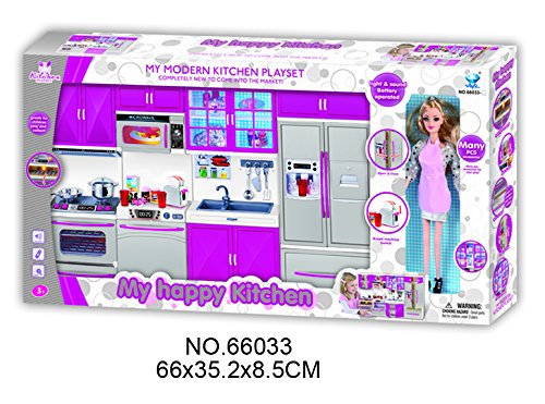 Doll Playsets My Modern Kitchen 32 Full Deluxe Kit with Lights and Sounds, 21 x 13.8 x 4 -Inches.