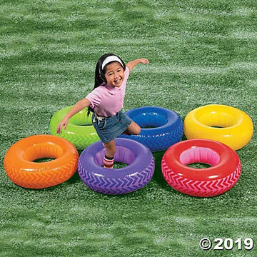 Fun Express Inflatable Obstacle Course Tire Game - Great For Pe And Recess - 6 Pieces