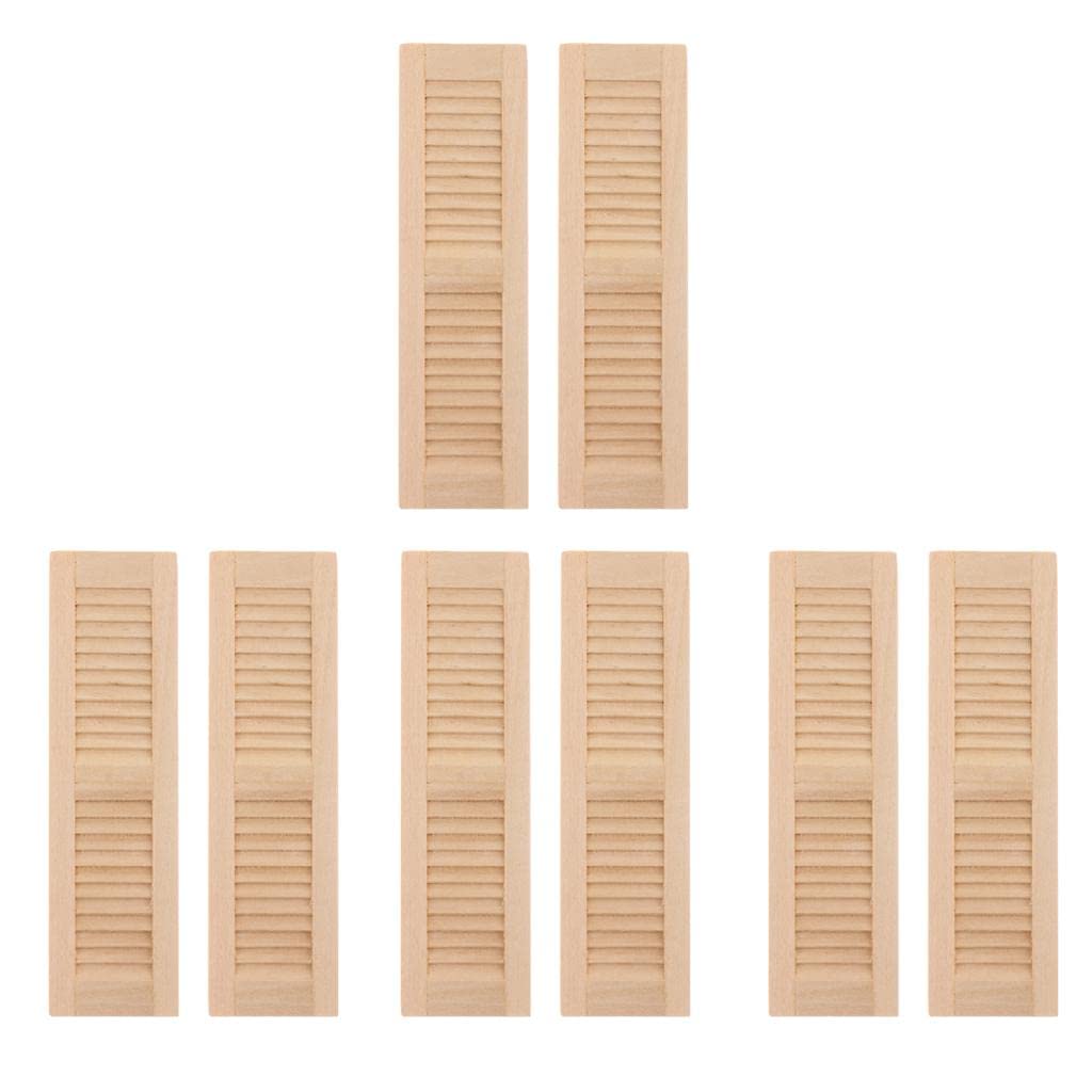 Dynwave Handmade 1/12 Dollhouse Furniture Wood Shutters Window, Pack Of 4 Pairs, Miniatures Accessories Hands-