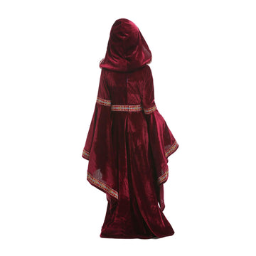 Bju Girls Medieval Princess Costume Renaissance Costume Kids Hooded Robe Dress Halloween Cosplay
