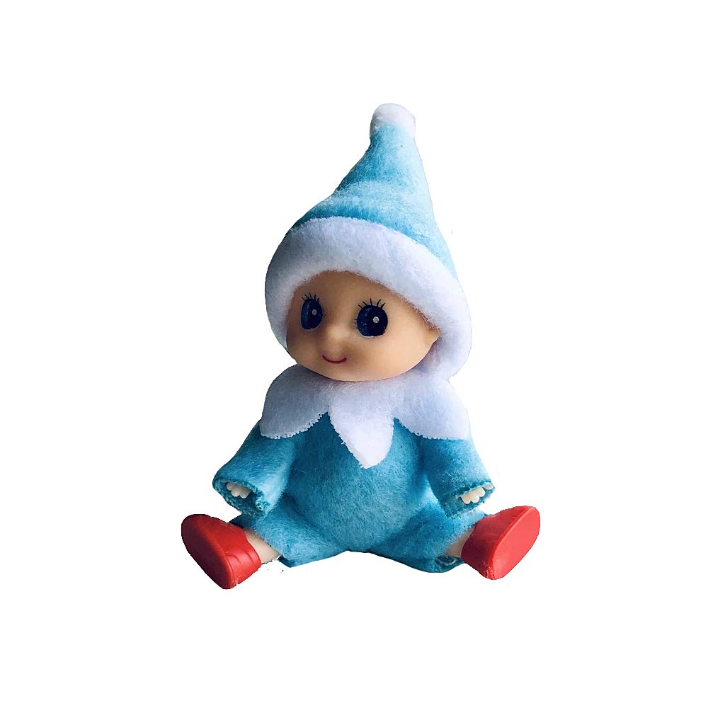 WULEEUPER Tiny Baby Elf Doll | Christmas Miniature Elf Decoration | Newborn Gift | Baby Grow Dolls with Feet and Shoes (Blue)