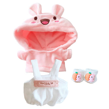 Niannyyhouse Rabbit Suit Dress Up Hoodie Corduroy Overalls Shoes 7.8In(20Cm) Plush Doll Stuffed Figures Toys Clothes Accessories