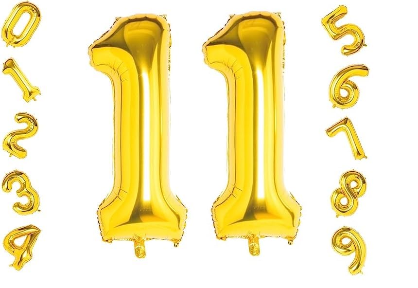Shopping Time Golden Number Foil Balloons  (32 Inch) (11 Number)