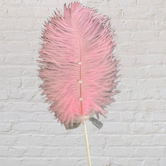 Lyba Moulds Pearl Feather Cake Topper,Pink