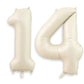 40 Inch Cream White Number 14 Balloon, Large 14 Balloon Numbers, Big Foil Helium 14 Birthday Balloons for 14th Birthday Party De