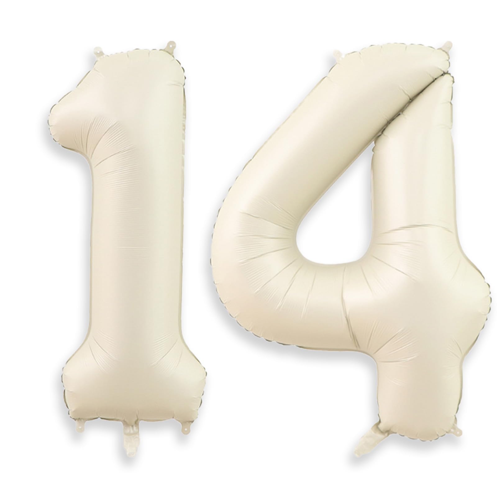 40 Inch Cream White Number 14 Balloon, Large 14 Balloon Numbers, Big Foil Helium 14 Birthday Balloons for 14th Birthday Party De