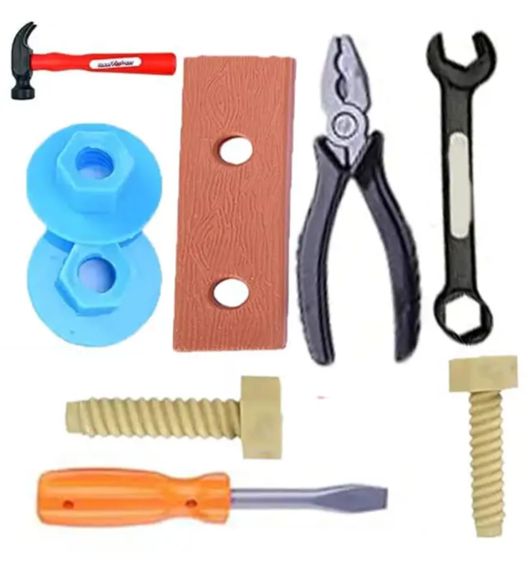Kids Pretend Play Construction Tool Set, Role Play Engineer Workshop Kit, Plastic, Multi Colour