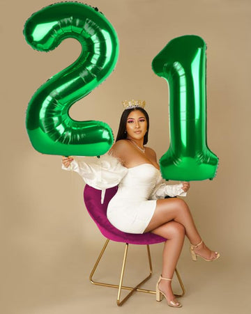 40 Inch Dark Green Number 2 Balloon, Two Balloon Number 2Nd 12 21St Birthday 2025 Party Decorations For Celebration Graduations