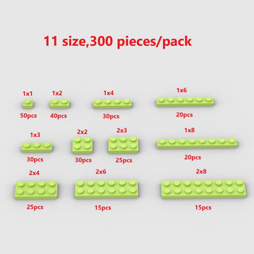 300 Piece Grass Green Building Plate Bulk Assortment Pack, Grass Green Small Base Plate Accessories for Building with 12 Size, C