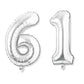 Flyloons 61 Number Silver Foil Balloon 16 Inch Size Birthday Decoration Items Pack Of 2 | 61St Year Balloons | Sixty One