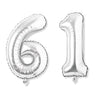 Flyloons 61 Number Silver Foil Balloon 16 Inch Size Birthday Decoration Items Pack Of 2 | 61St Year Balloons | Sixty One