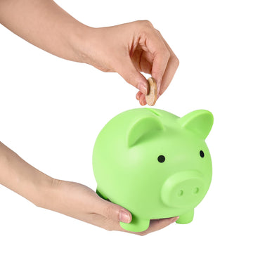 Pjdrllc Piggy Bank, Unbreakable Plastic Money Bank, Coin Bank For Girls And Boys, Medium Size Piggy Banks, Practical Gifts For Birthday, Easter, Baby Shower (Light Green)