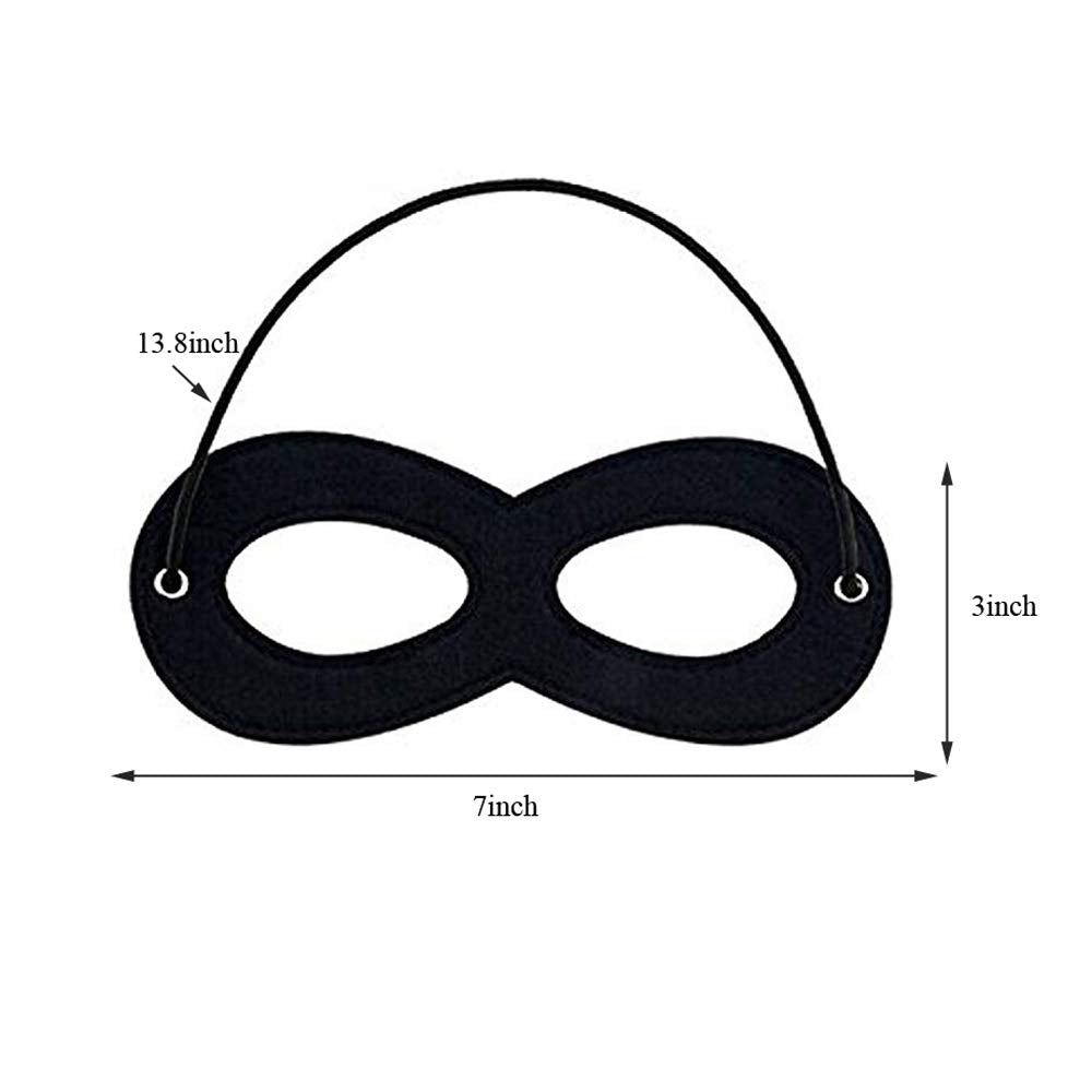 LOVINSHOW 2pcs Black Superhero Felt Eye Masks Halloween Dress Up Masks Cosplay Half Masks with Elastic Rope (2)