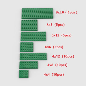 Classic Building Plate Assortment Pack, 50Pcs Green Bulk Plates With 7 Size Building Plate Base Plate, Compatible With Lego Part