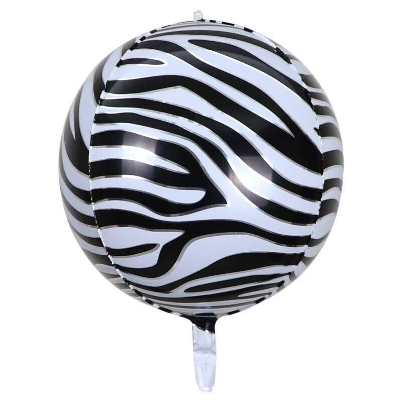 Zebra Pattern 4D Balloons 4pcs Safari Print Balloons 4D Round Foil Balloons for Baby shower Photo Shower Birthday Party Supplies