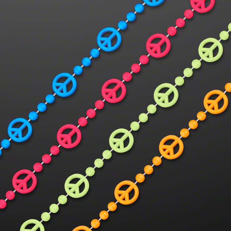 Blinkee Peace Sign Bead Necklace Assorted Pack Of 12