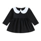 Lamuusaa Toddler Baby Girl Halloween Outfit Doll Collar Black Long Sleeve Dress A-Line Dress Halloween Dress Costumes