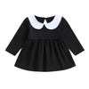 Lamuusaa Toddler Baby Girl Halloween Outfit Doll Collar Black Long Sleeve Dress A-Line Dress Halloween Dress Costumes