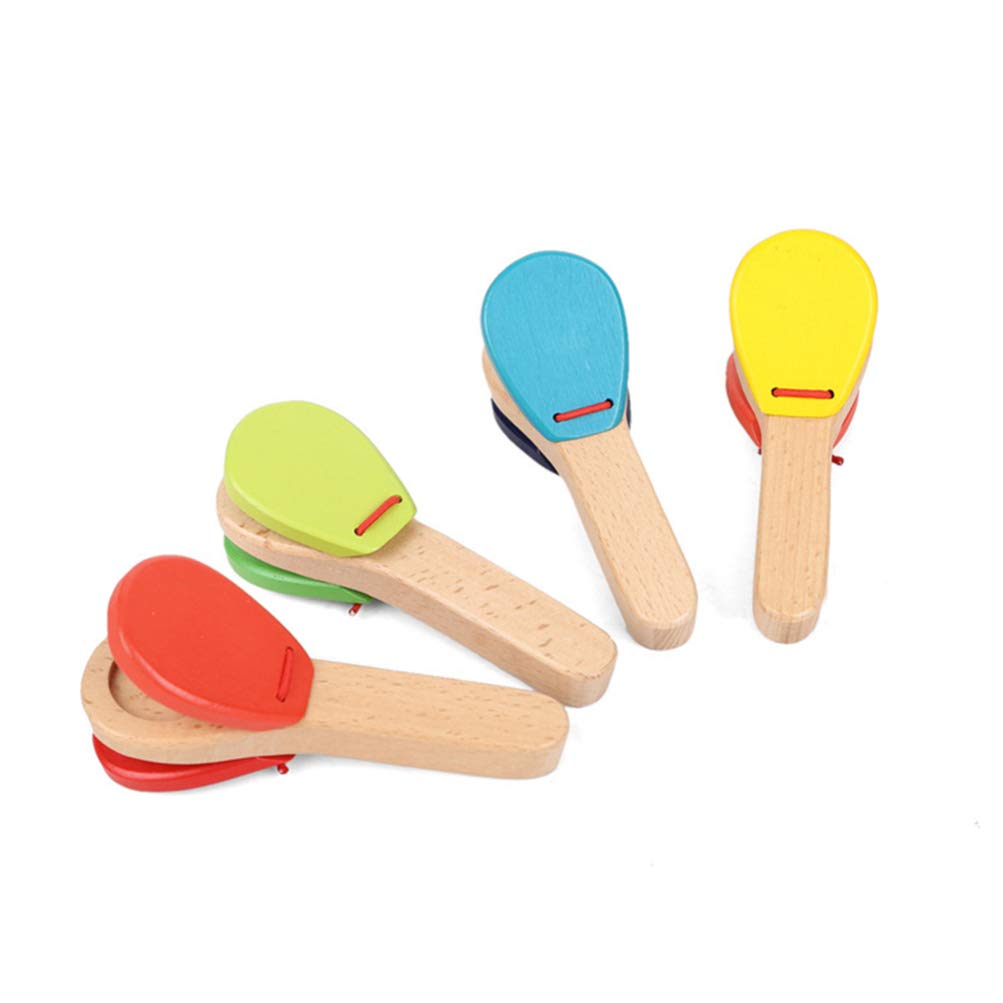Excluzo 1Pcs Wooden Castanets Clapper Kids Finger Castanet Percussion Instrument Baby Early Learning Educational Toy (Random Col