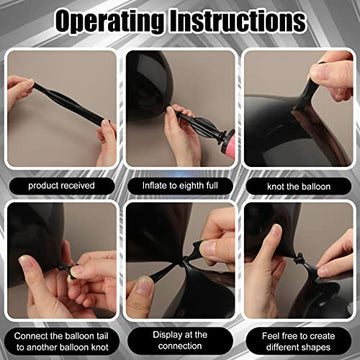 Meanplan 100 Pcs Link Balloon Linking Balloon Latex Linkable Balloons Connected Wedding Party Decoration(Black,12 Inch)