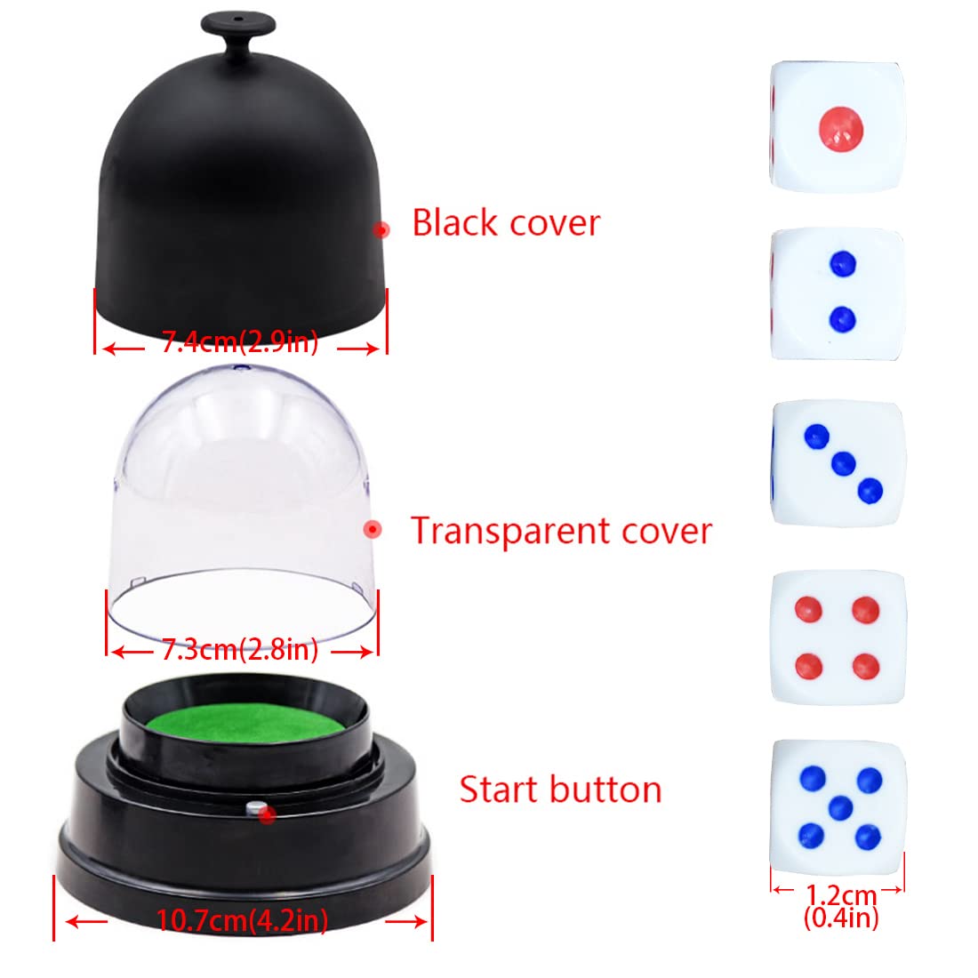 Gikfun Automatic Lucky Dice Roller Cup Set with 5 Dices for Christmas Party Games EK1883