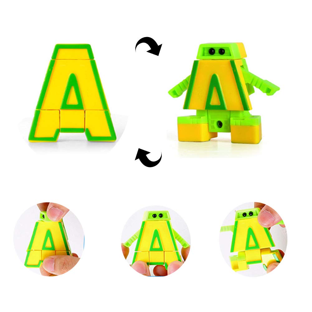 Odowalker Alphabet Robot Action Figures 26 Pieces 2'' Letters Alpha Bots Educational Abc Preschool Learning Stem Montessori Clas