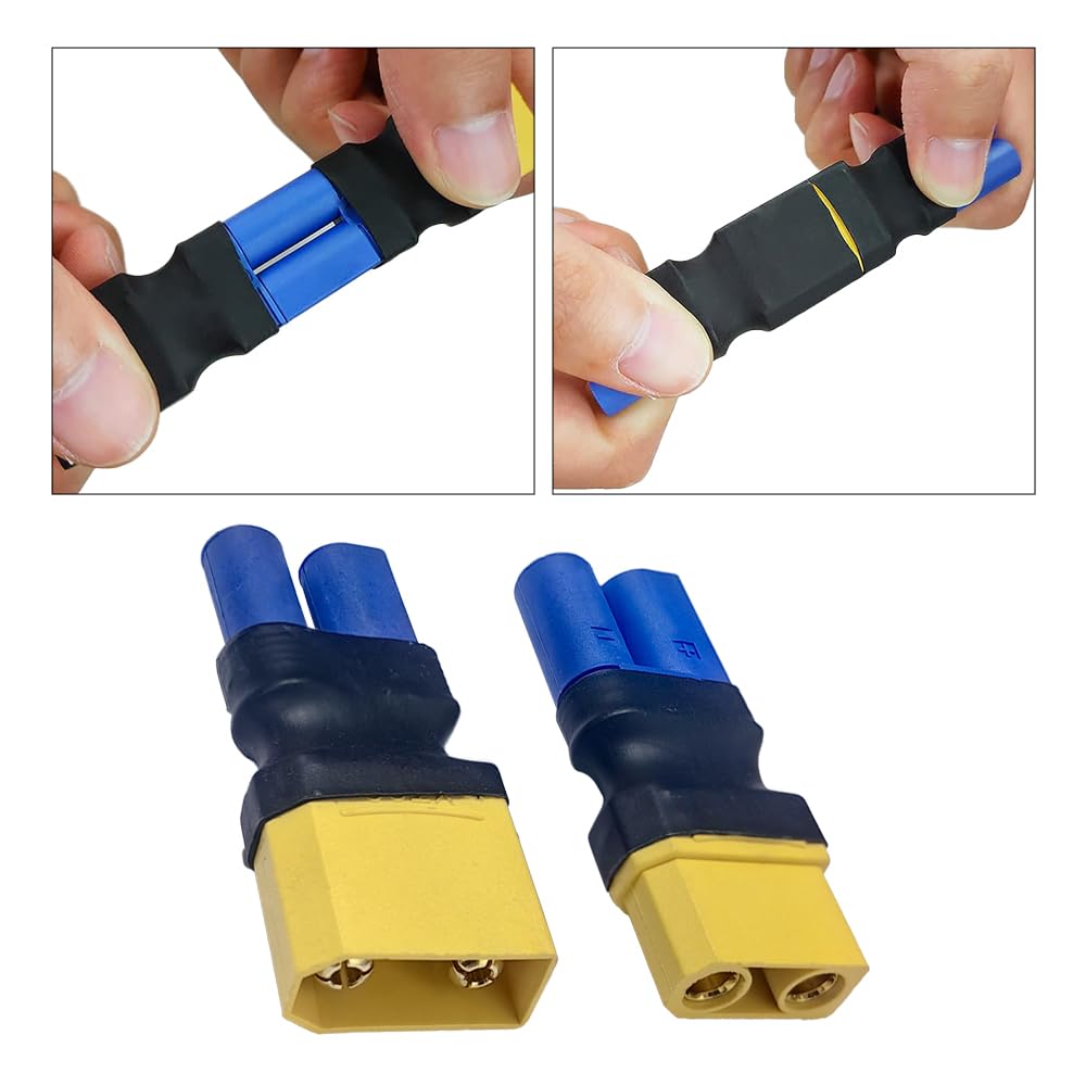 BABUVYA EC5 to XT90 Adapter,XT90 to EC5 Connector Without Wires RC LiPo Battery Connectors (EC5 to XT90 Male & Female Adapter)
