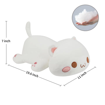 Afan Cat Plush Toy, 19.6In Soft Kitten Doll, White Kawaii Anime Plush Cute Stuffed Animal For Kids Girls Boys
