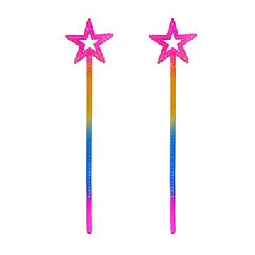 MOFALA 2PCS Star Wand  Children's Creative Handheld Pentagram Plastic Magic Wand  Role-Playing Enlightenment Toys  Educational and Creative Performance Props (Rainbow Color)