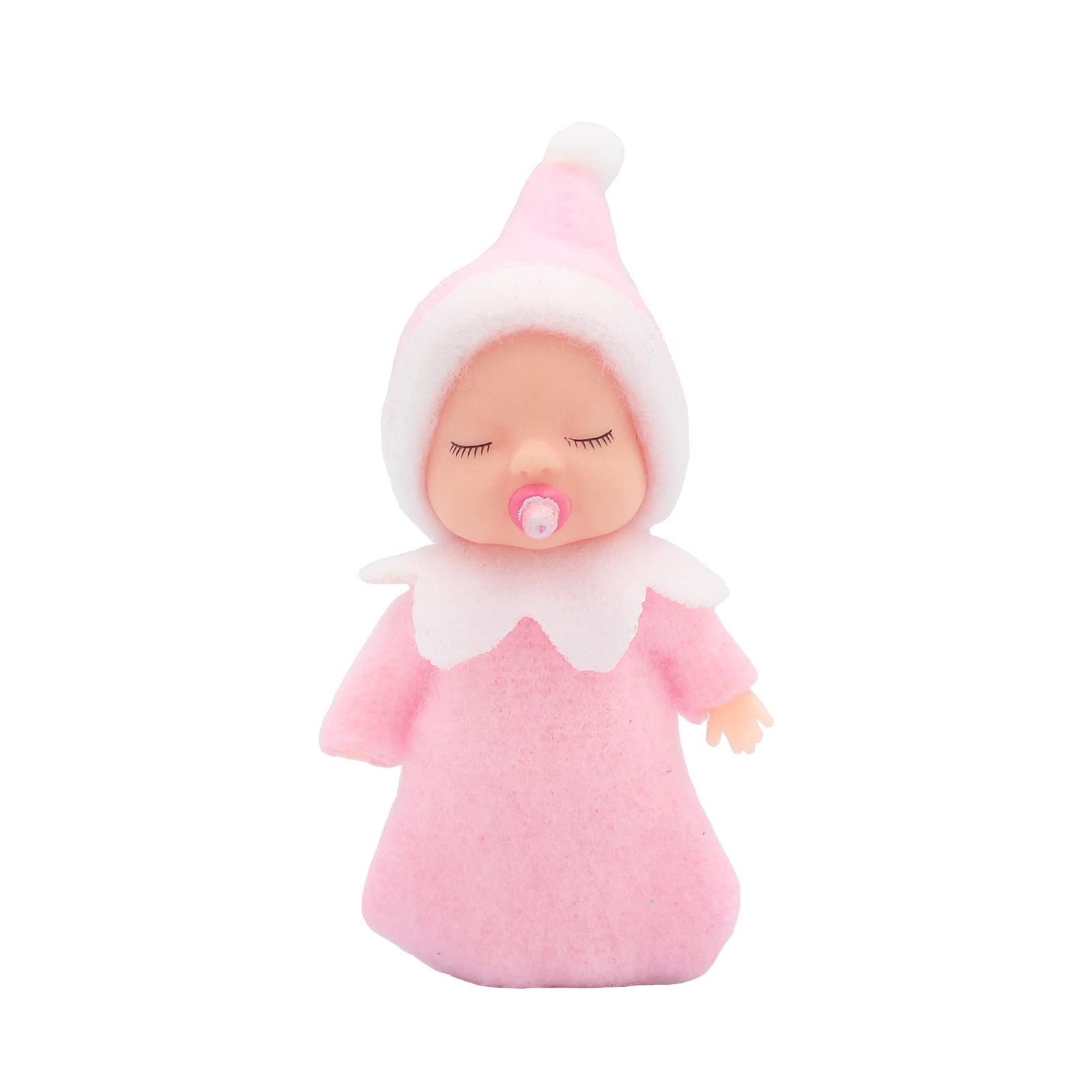 Wuleeuper Sleeping Elf Doll With Pacifier | Christmas Miniature Elf Doll Toys | New Year Holiday Decoration Party Gift (Pink)