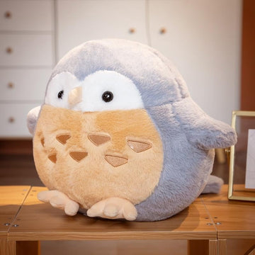 Ryttir 17.7 Inch Chubby Gray Big Owl Stuffed Animals Plush, Adventure Stuffed Owl Toy, Brave Boy'S And Girl'S Room Owls Plush De