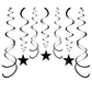 Aimtohome Party Star Swirl Decorations, Black Foil Ceiling Hanging Swirl Decorations With Star, Whirls Decorations For Birthday
