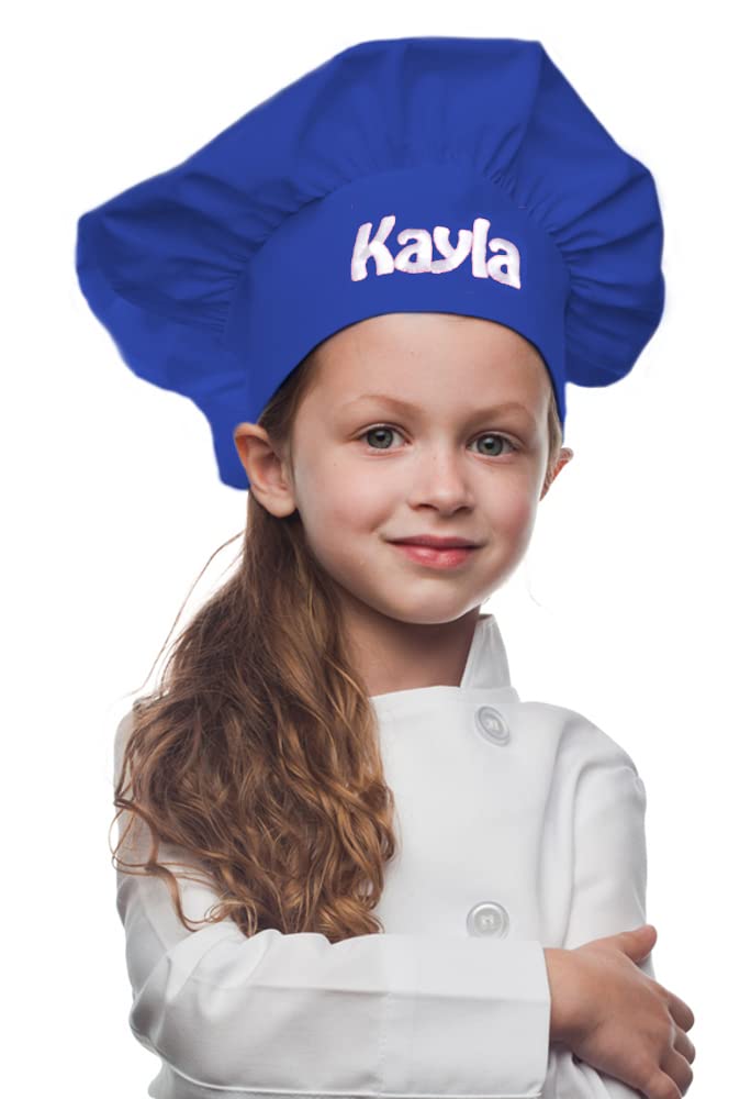 Personalized Royal Blue Kids Chef Hat, Poly/Cotton Twill Fabric