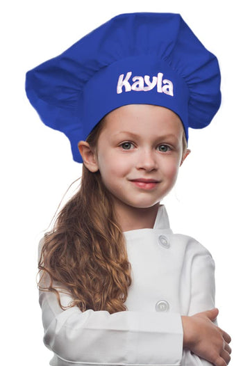 Personalized Royal Blue Kids Chef Hat, Poly/Cotton Twill Fabric