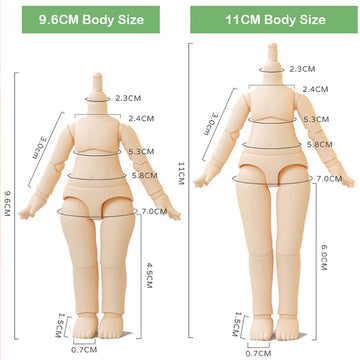 Xidondon 1/12 Scale Bjd Doll Body 9.6Cm/11Cm Ymy2 Body Action Figures Replacement Body Doll Accessories (Milky White,11Cm)