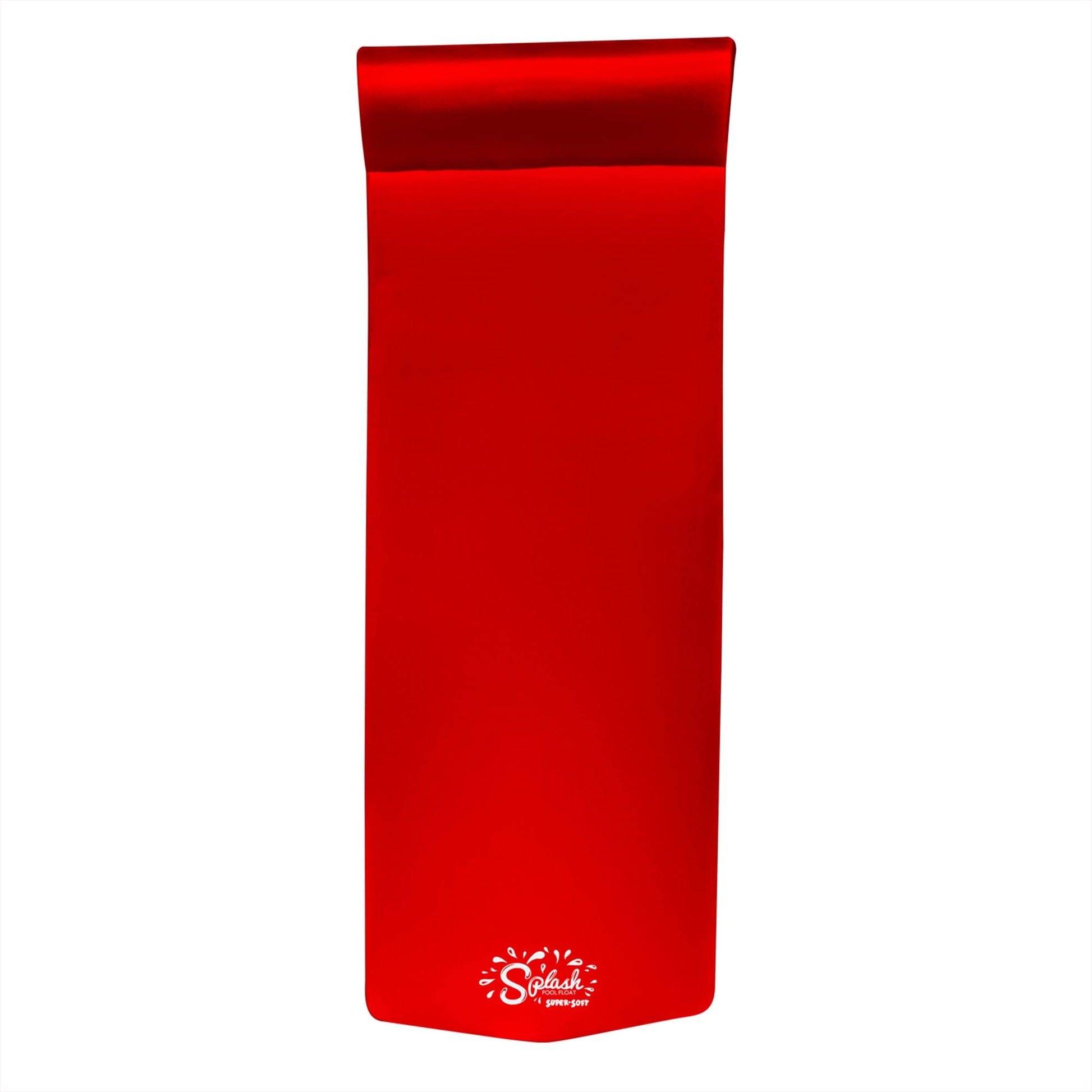 TRC Recreation Splash 1.25 Inch Thick Foam Outdoor Swimming Pool Float Mat Large mature-themed Lounger with Built-in Roll Pillow  Red