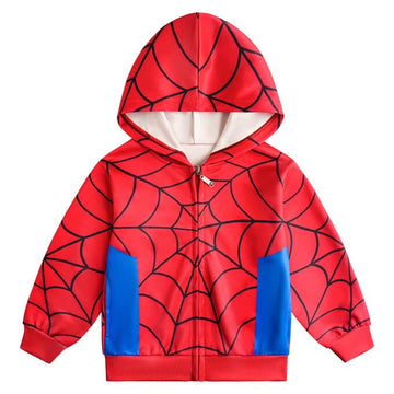 Lemonbaby Little Kids Unisex Boys Girls Superhero Cool Jacket Sweatshirt Hoodie Coat Costume (Spider, 6Y)