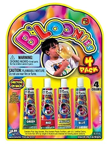 Ja-Ru B'Loonies Plastic Balloons Variety 4 (8 Tubes In 2 Packs) Original Bloonies Bubble Making Toy Classic Retro Toys For Kids & Adults Fidget Toy Party Favor For Kids Birthday. Plus 1 Sticker 771-2S