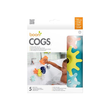 Boon Cogs Baby Bath Toys - Spinning Gear Themed Sensory Baby Toys For Bathtub - Suction Toys For Bathtub Walls - Navy And Yellow - 5 Count - Ages 12 Months And Up