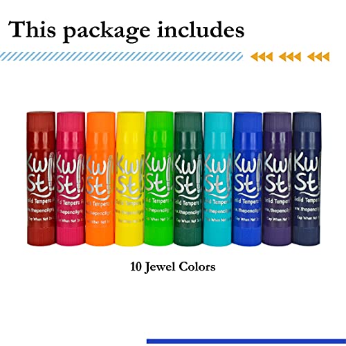 Kwik Stix Solid Tempera Paint Sticks, 10 Jewel Colors, Washable Paint Sticks For Kids, Super Quick Drying, Non-Toxic, Allergen Free, Paint Sticks In Jewel Colors, Paint For Kids And Toddlers
