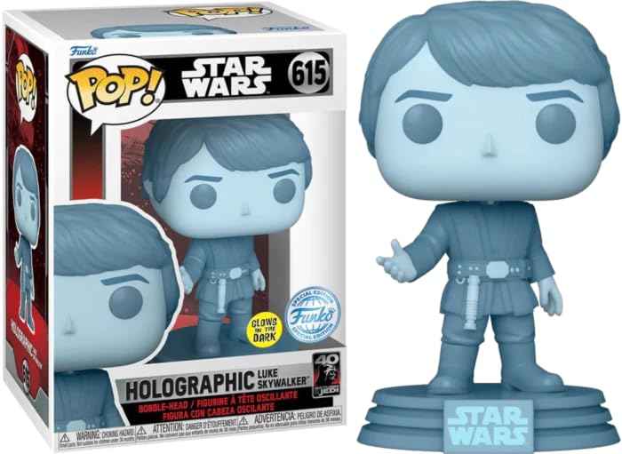 Star Wars Episode Vi Return Of The Jedi: Holographic Luke Skywalker 40Th Anniversary Glow In The Dark Funko Pop! Vinyl…