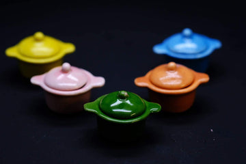 Hobby shop 5 Vintage Ceramic Mix Colorful Pot Dollhouse Miniatures Toys Supply Deco Food Kitchenware Cookware