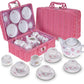 Porcelain Tea Set for Girls - Pink Ceramic Tea Cups with Pink Box - Tea Glass Toy for Kids Tea Party - Ideal Gift for Toddlers a