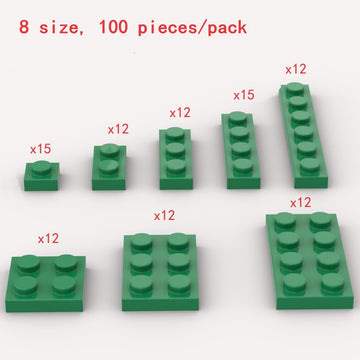 Classic Building Plate Assortment Pack, 100Pcs Green Bulk Plates With 8 Size Building Plate Base Plate, Compatible With Lego Par
