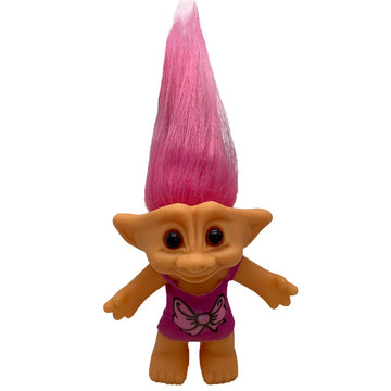 Pvc Vintage Trolls Dolls Lucky Doll Action Figures Chromatic Adorable For Collections, School Project, Arts And Crafts, Party Favors (Pink Butterfly)