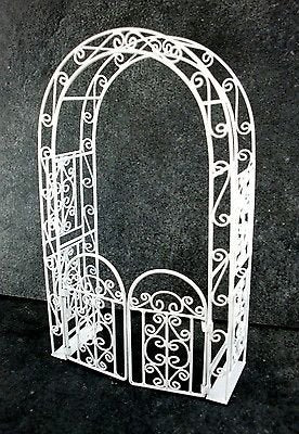 1:12 Scale White Arbor with Gate #Eiwf531