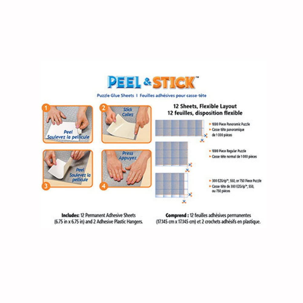 Masterpieces Accessories - Peel & Stick Jigsaw Puzzle Glue Sheets, 12 Permanent Adhesive Sheets