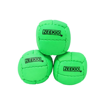 Zeekio Galaxy Juggling Balls - enhanced 12 Panel Genuine Leather Balls - 130g - 67mm - Pack of 3 (Neon Green)