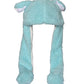 Joyhy Kids Adults Plush Hat Ear Moving Ear Flap Hat With Paw Blue Wolf