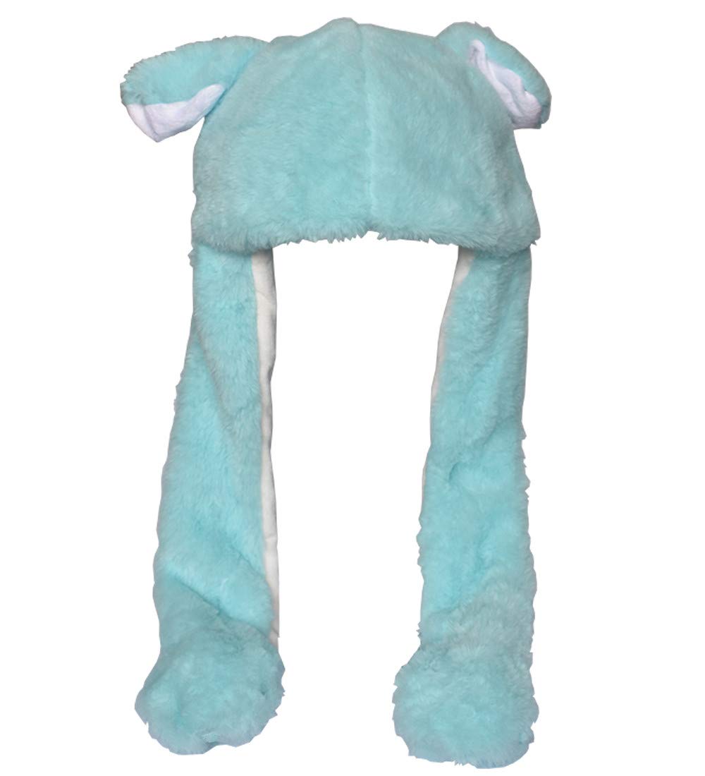Joyhy Kids Adults Plush Hat Ear Moving Ear Flap Hat With Paw Blue Wolf
